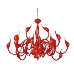 Lámpara de araña moderna de 24 luces G4 con pintura roja