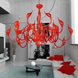 Lámpara de araña moderna de 24 luces G4 con pintura roja