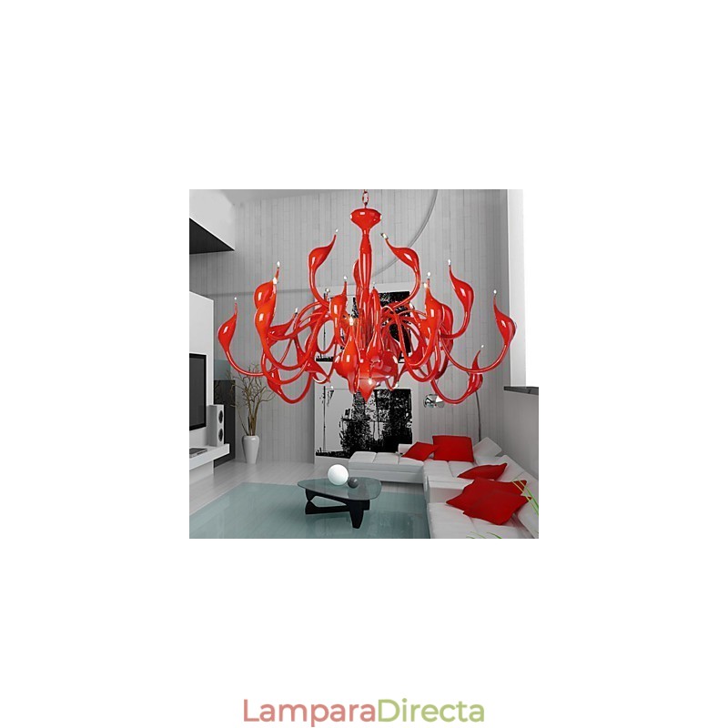 Lámpara de araña moderna de 24 luces G4 con pintura roja