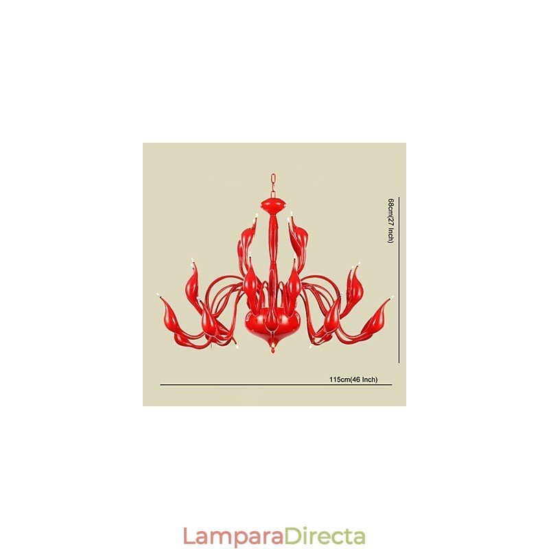 Lámpara de araña moderna de 24 luces G4 con pintura roja