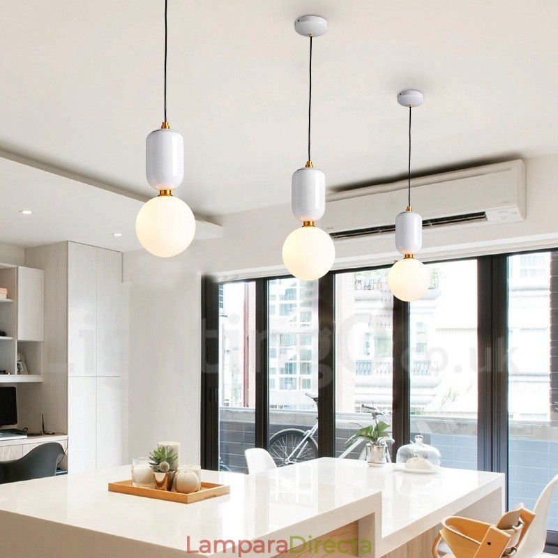 Lámpara colgante contemporánea moderna con pantalla de cristal