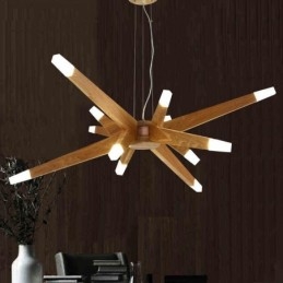 Lámpara colgante moderna contemporánea de madera de 12 luces