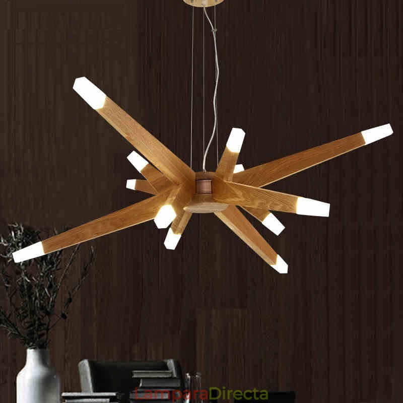 Lámpara colgante moderna contemporánea de madera de 12 luces