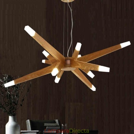 Lámpara colgante moderna contemporánea de madera de 12 luces Lámpara colgante moderna contemporánea de madera de 12 luces