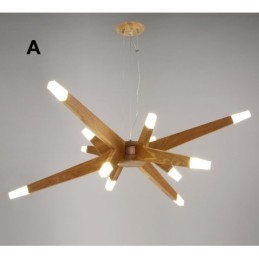 Lámpara colgante moderna contemporánea de madera de 12 luces