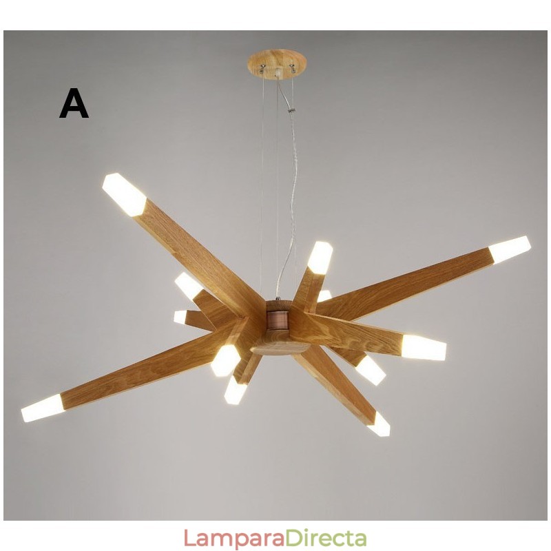 Lámpara colgante moderna contemporánea de madera de 12 luces