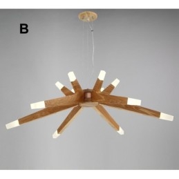 Lámpara colgante moderna contemporánea de madera de 12 luces