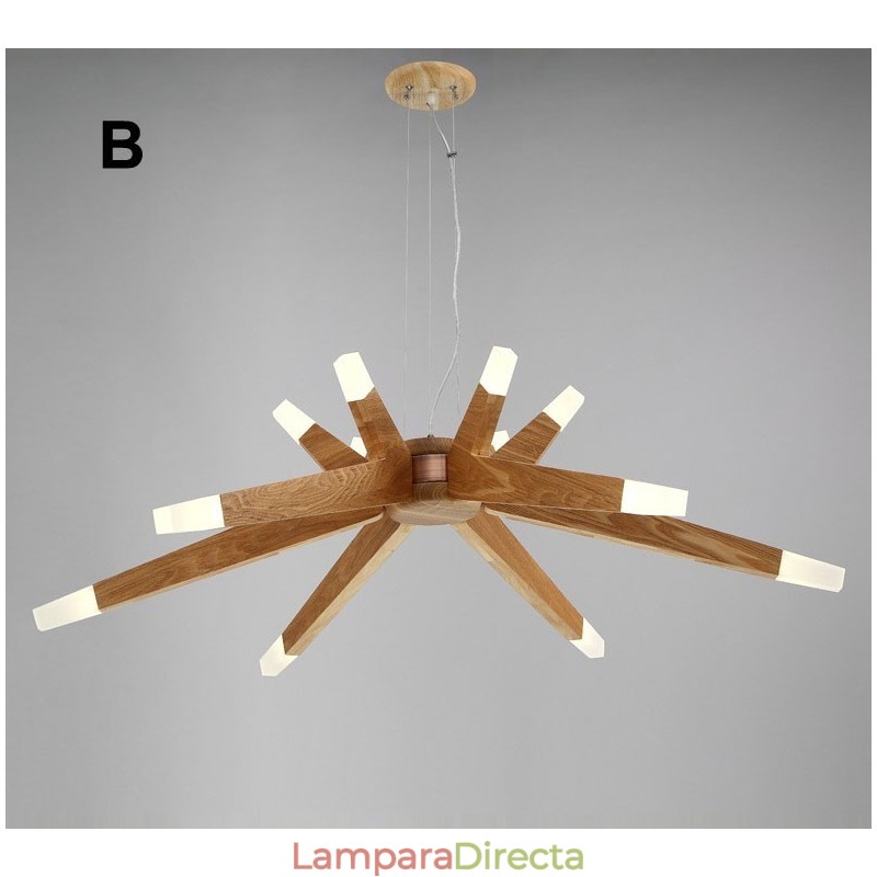 Lámpara colgante moderna contemporánea de madera de 12 luces