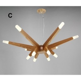 Lámpara colgante moderna contemporánea de madera de 12 luces