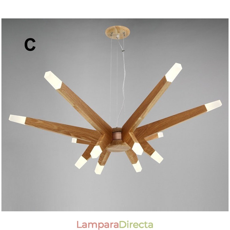 Lámpara colgante moderna contemporánea de madera de 12 luces