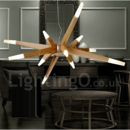 Lámpara colgante moderna contemporánea de madera de 12 luces