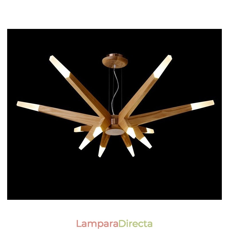 Lámpara colgante moderna contemporánea de madera de 12 luces