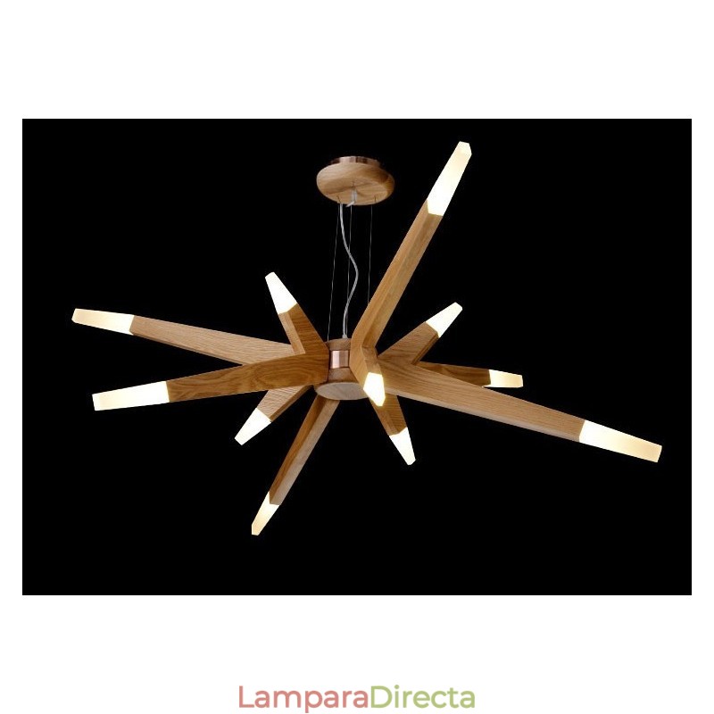 Lámpara colgante moderna contemporánea de madera de 12 luces