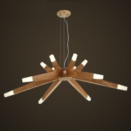 Lámpara colgante moderna contemporánea de madera de 12 luces