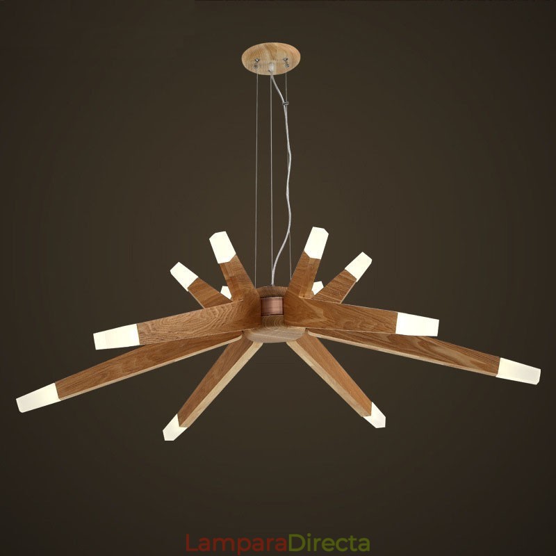 Lámpara colgante moderna contemporánea de madera de 12 luces