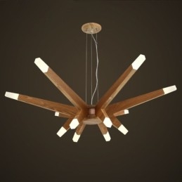 Lámpara colgante moderna contemporánea de madera de 12 luces