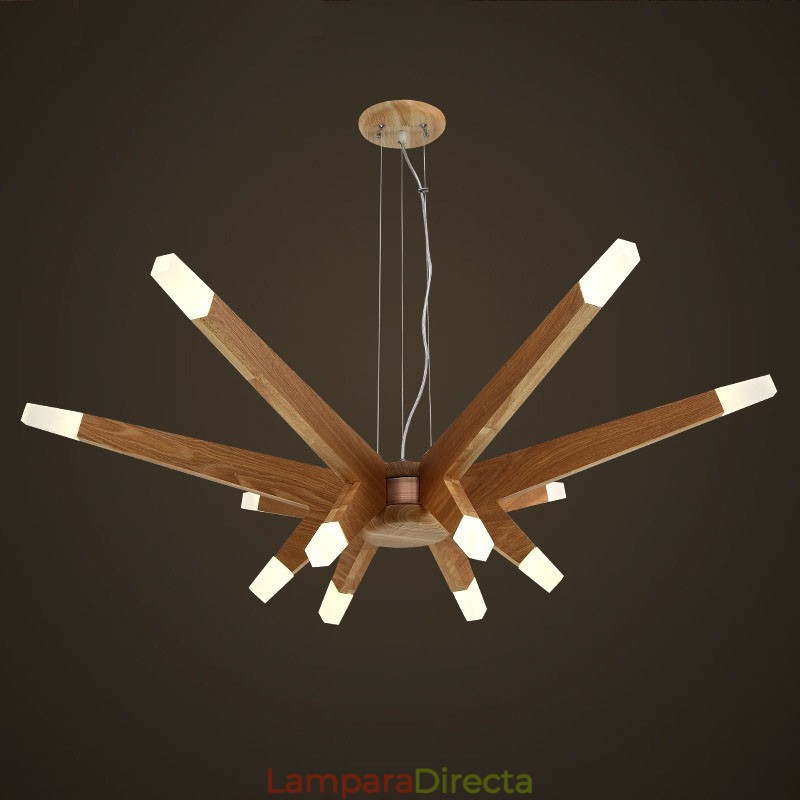 Lámpara colgante moderna contemporánea de madera de 12 luces