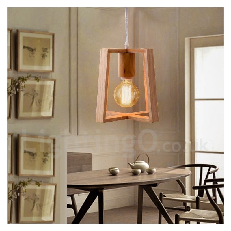 Lámpara colgante contemporánea moderna de madera de 1 luz