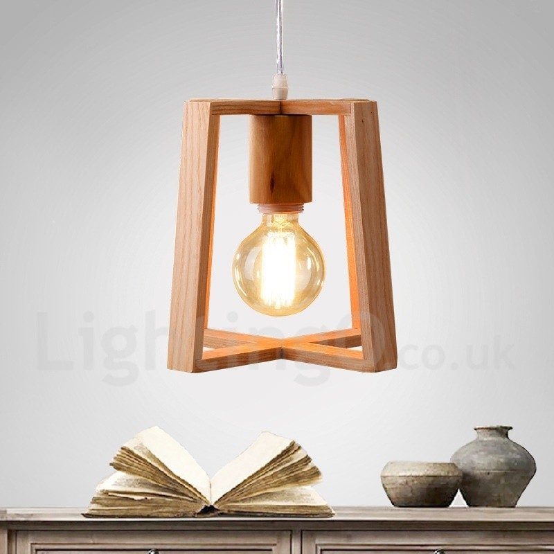 Lámpara colgante contemporánea moderna de madera de 1 luz