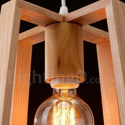Lámpara colgante contemporánea moderna de madera de 1 luz