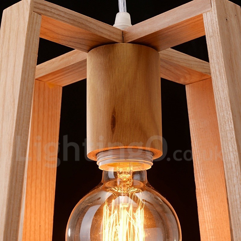 Lámpara colgante contemporánea moderna de madera de 1 luz