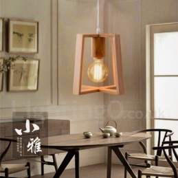 Lámpara colgante contemporánea moderna de madera de 1 luz