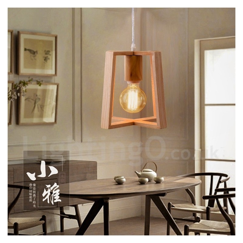Lámpara colgante contemporánea moderna de madera de 1 luz