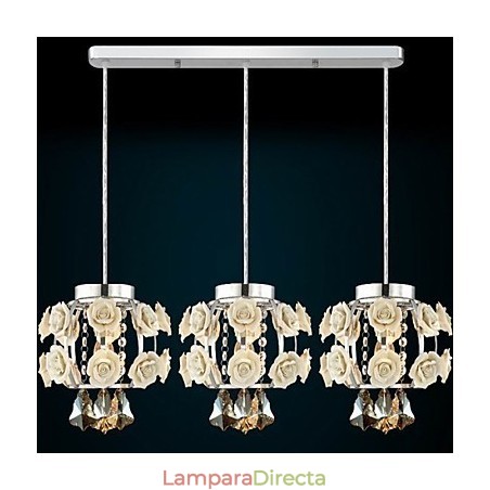 Lámpara colgante de araña con flores y cristal Lámpara colgante de araña con flores y cristal