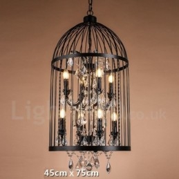 Lámpara colgante estilo jaula de pájaros de metal retro vintage de 8 luces