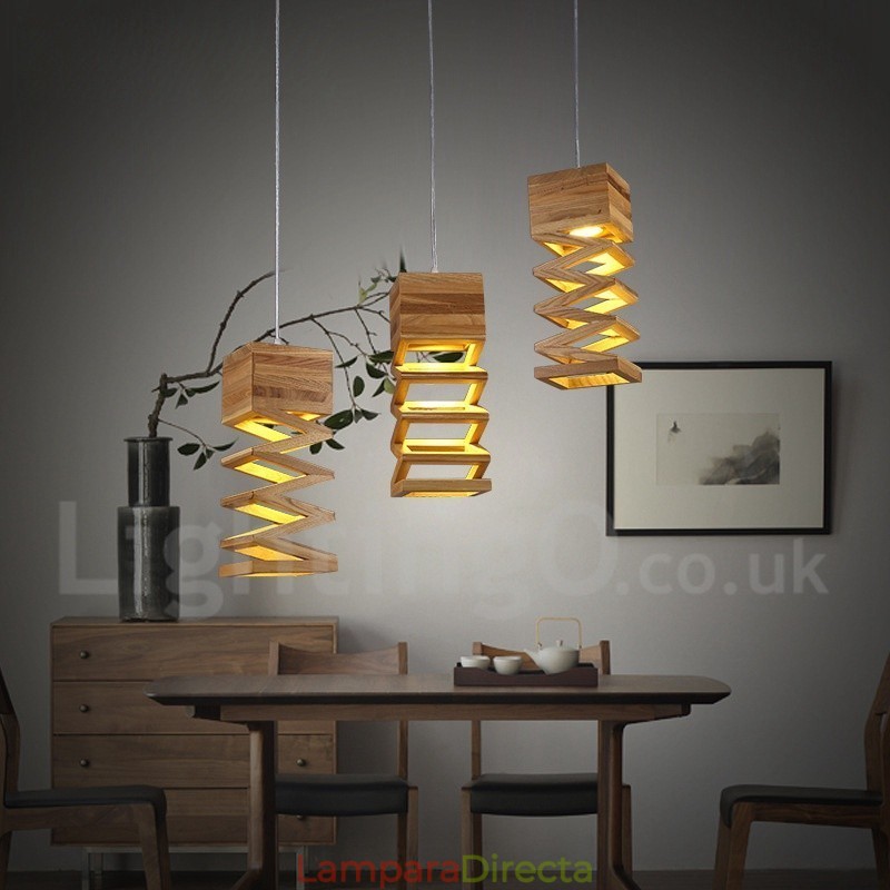 Lámpara colgante de madera contemporánea moderna