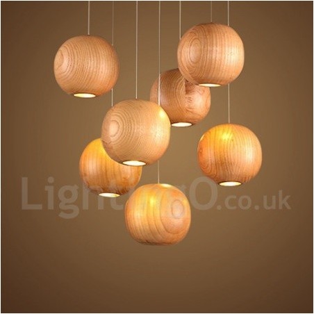 Lámpara colgante de globo de madera estilo rústico Lodge Lámpara colgante de globo de madera estilo rústico Lodge