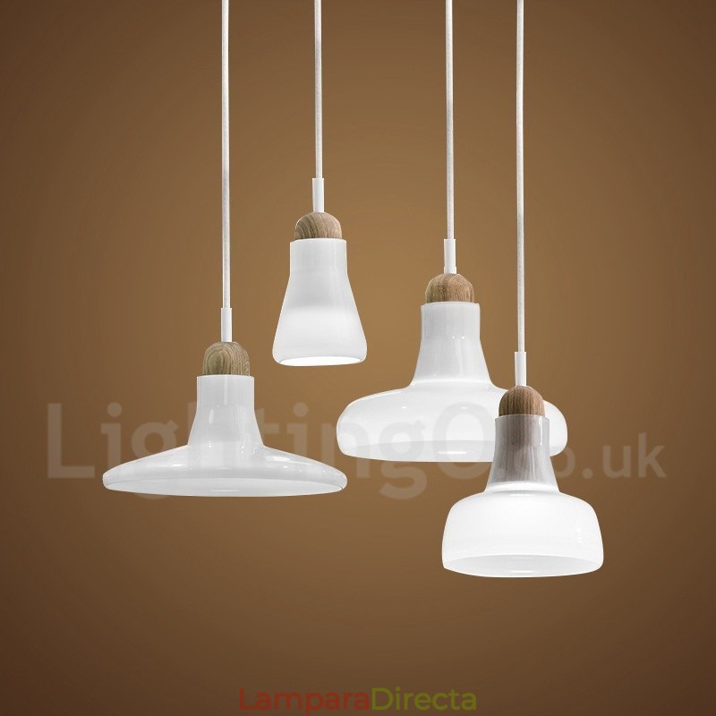 Lámpara colgante retro vintage con pantalla de cristal