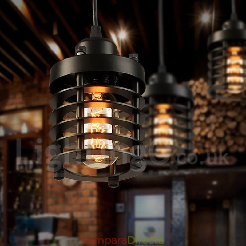 Lámpara colgante retro vintage de metal de una luz