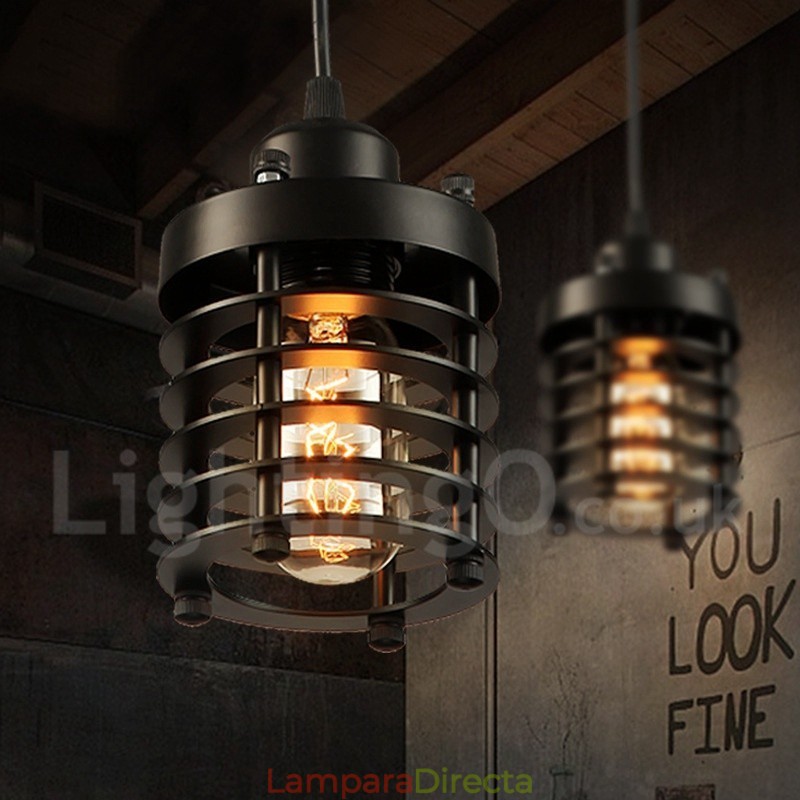 Lámpara colgante retro vintage de metal de una luz