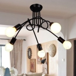 Lámpara de araña de 5 luces de metal estilo country negro