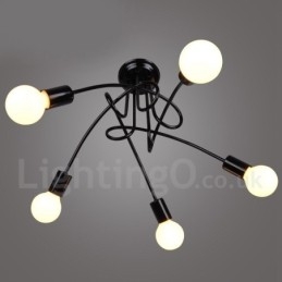 Lámpara de araña de 5 luces de metal estilo country negro