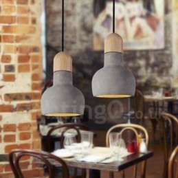 Lámpara colgante de una sola luz de hormigón de madera vintage retro