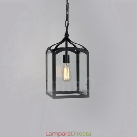 Lámpara colgante rústica de metal con pantalla de cristal Lámpara colgante rústica de metal con pantalla de cristal