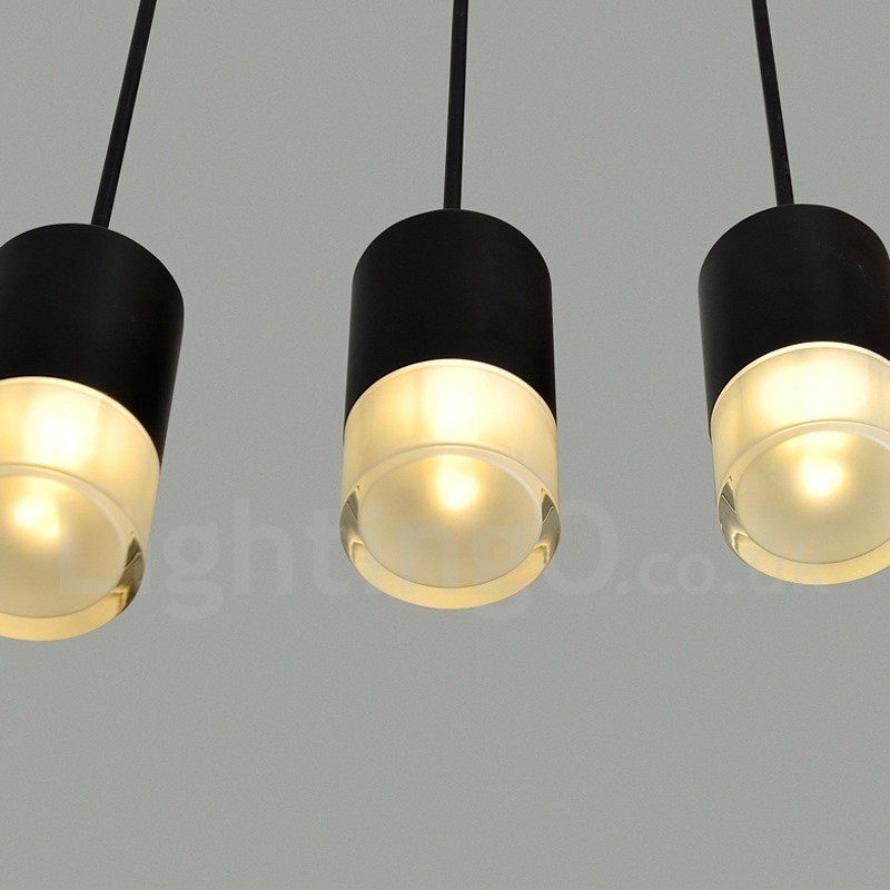Lámpara colgante negra de 3 luces con pantalla de cristal