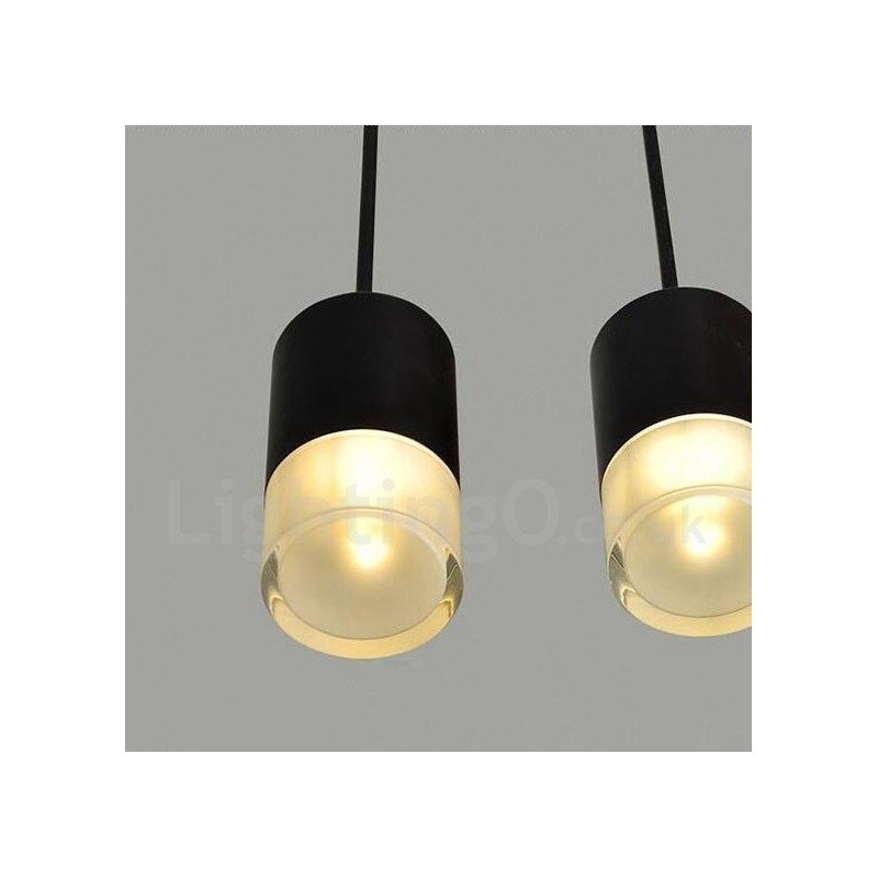 Lámpara colgante negra de 3 luces con pantalla de cristal