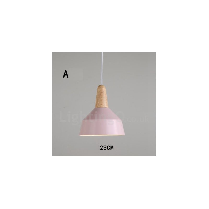 Lámpara colgante moderna contemporánea de madera y metal en varios colores