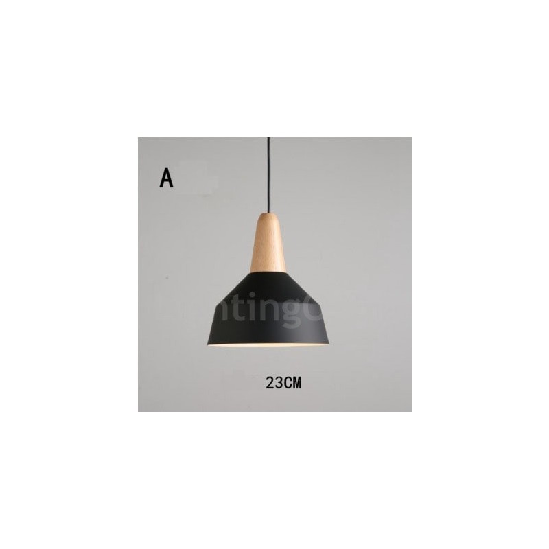 Lámpara colgante moderna contemporánea de madera y metal en varios colores