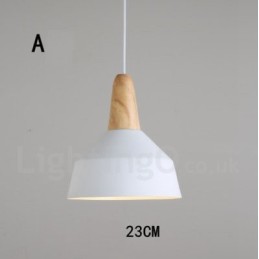 Lámpara colgante moderna contemporánea de madera y metal en varios colores