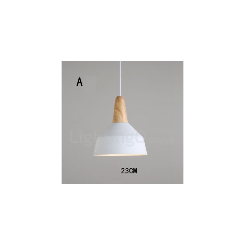 Lámpara colgante moderna contemporánea de madera y metal en varios colores