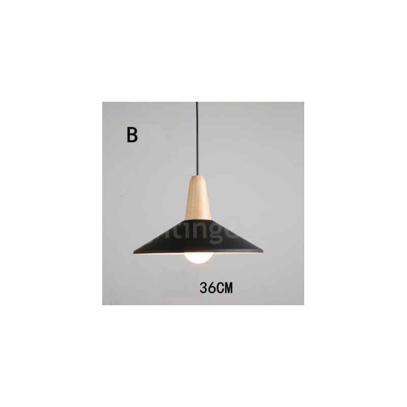 Lámpara colgante moderna contemporánea de madera y metal en varios colores