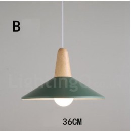 Lámpara colgante moderna contemporánea de madera y metal en varios colores