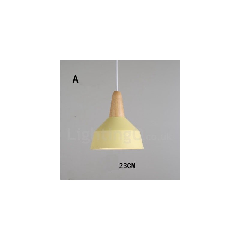 Lámpara colgante moderna contemporánea de madera y metal en varios colores
