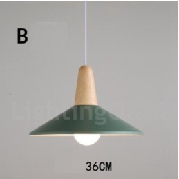 Lámpara colgante moderna contemporánea de madera y metal en varios colores
