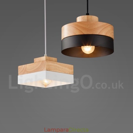 Lámpara colgante moderna contemporánea de madera, metal y madera Lámpara colgante moderna contemporánea de madera, metal y madera
