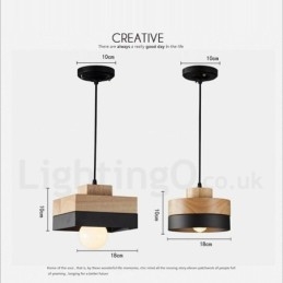 Lámpara colgante moderna contemporánea de madera, metal y madera